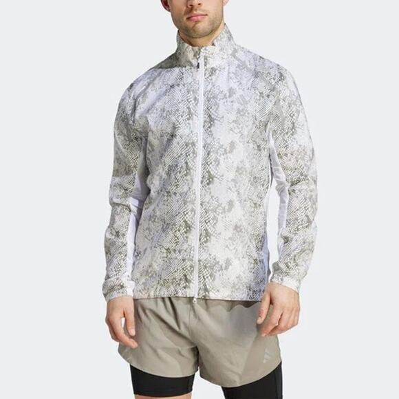adidas Other - Adidas Mens 2XL Allover Print Marathon Jacket White Aluminium IC7597 Slim Fit